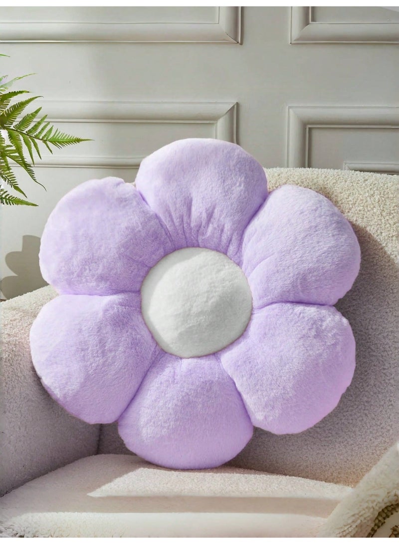 Purple Flower Plush Cushion Pillow – Soft Cute Floral Throw Pillow for Sofa, Bed & Home Décor